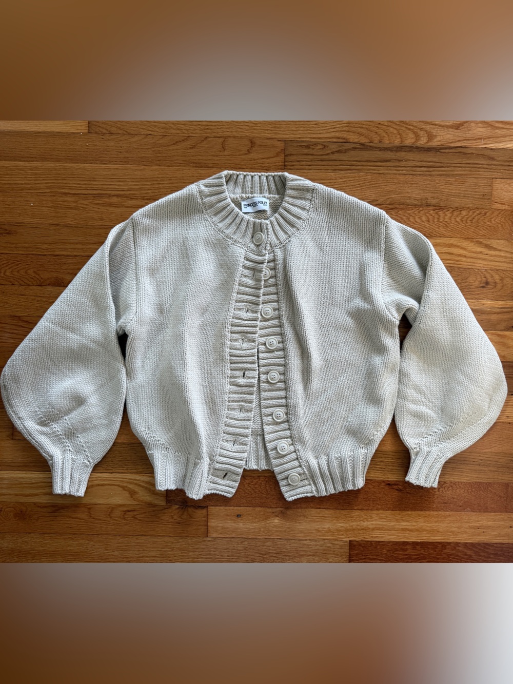 Princess Polly Cream Ribbed Button-Up Knit Cardigan - Picture 1 of 3